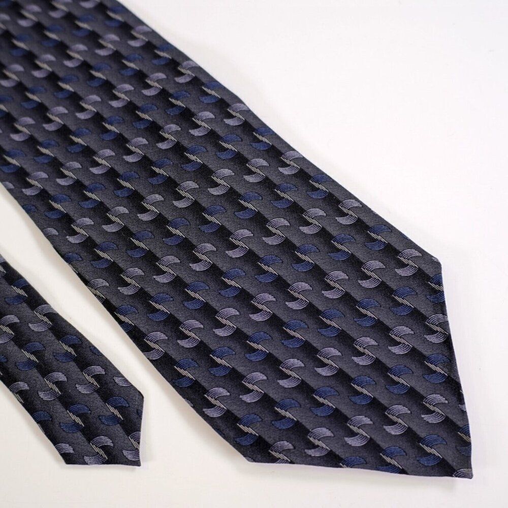 Dockers Khaki Gray Blue Print Wide Geometric Print Silk Tie